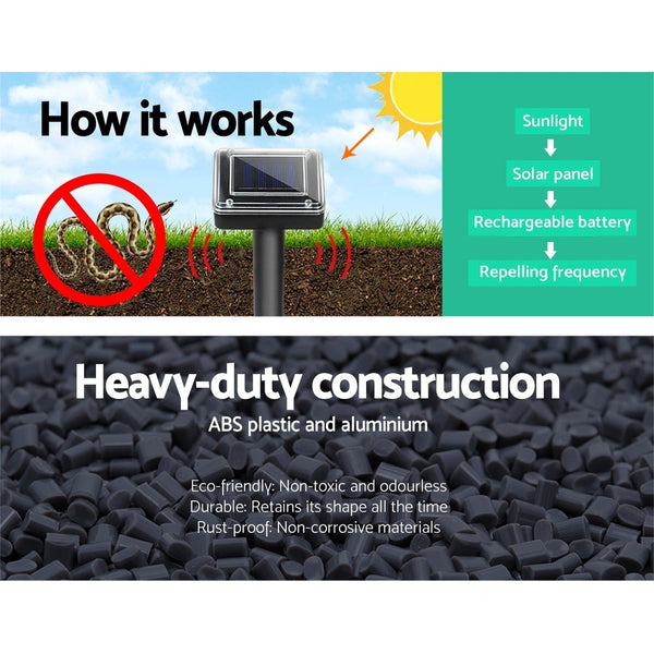 Gardeon Snake Repeller 20X Ultrasonic Solar Powered Repellents & Deterrents