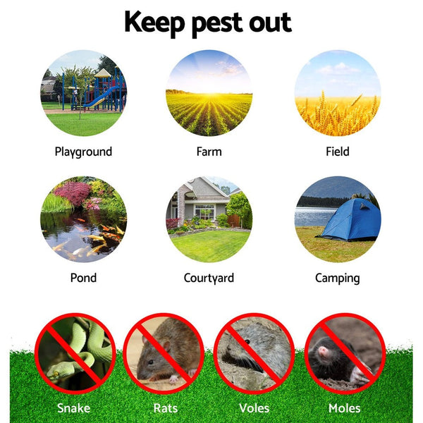 Gardeon 4X Solar Led Snake Repeller Pulse Plus Ultrasonic Pest Rodent Repellent Repellents & Deterrents
