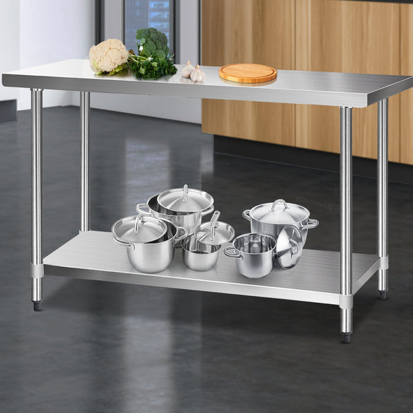 Cefito 1524X610mm Stainless Steel Kitchen Bench 304 Work Benches
