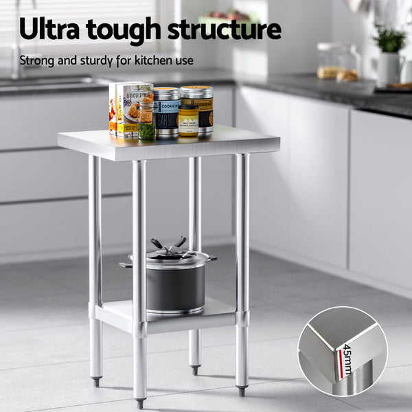 Cefito Stainless Steel Kitchen Benches Work 610X457mm 430 Work Benches