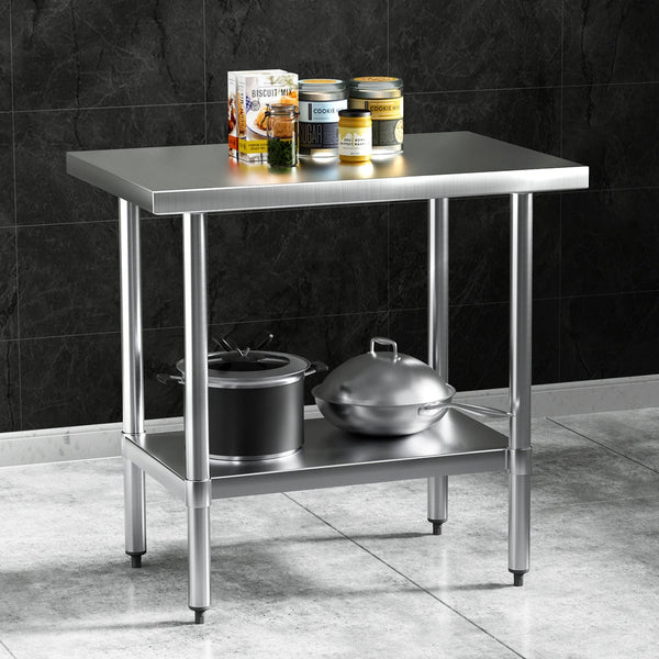 Cefito Stainless Steel Kitchen Benches Work 910X610mm 430 Work Benches