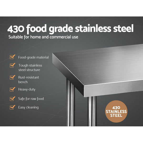 Cefito 1524X610mm Stainless Steel Kitchen Bench 430 Work Benches