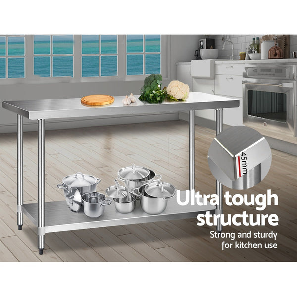 Cefito 1524X610mm Stainless Steel Kitchen Bench 430 Work Benches