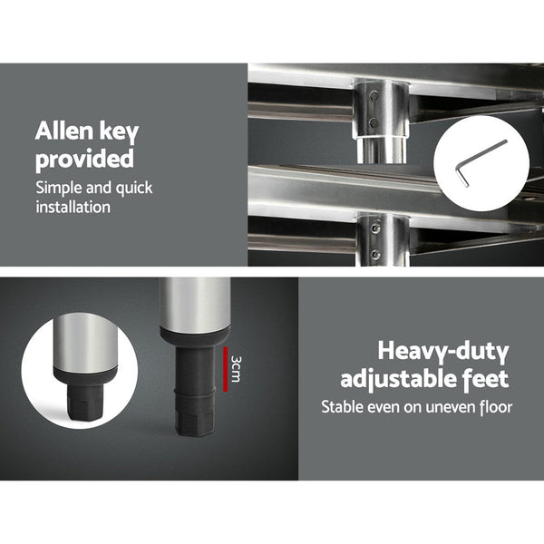 Cefito 760X760mm Stainless Steel Kitchen Bench With Wheels 430 Work Benches