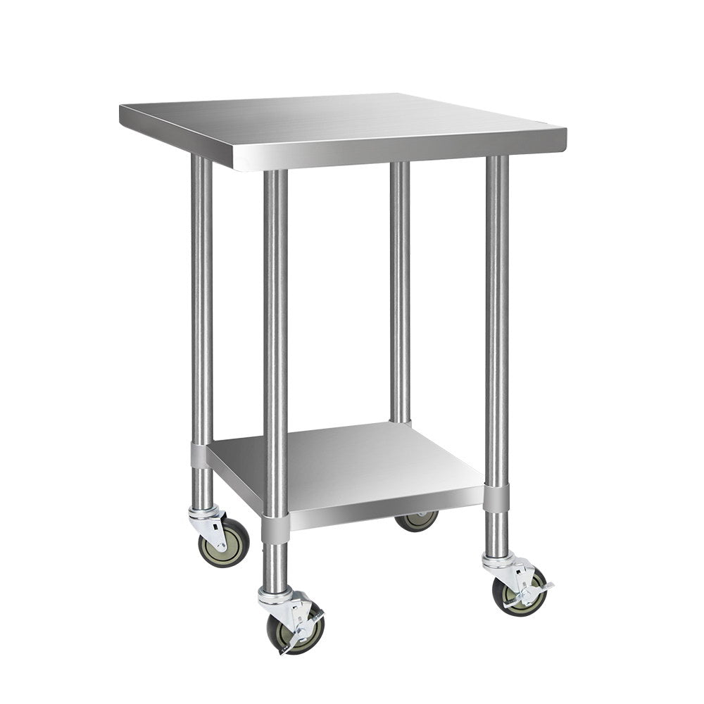 Cefito 760X760mm Stainless Steel Kitchen Bench With Wheels 430 Work Benches