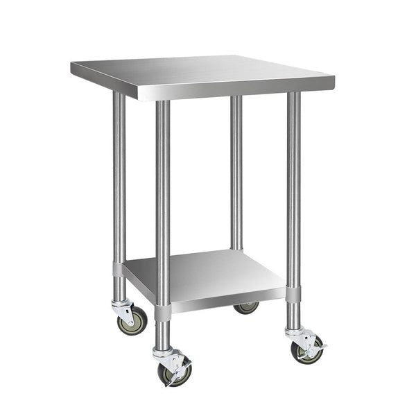 Cefito 760X760mm Stainless Steel Kitchen Bench With Wheels 430 Work Benches