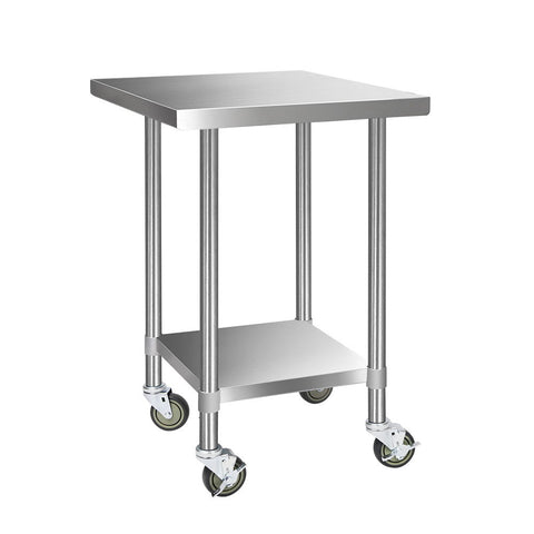 Cefito 760X760mm Stainless Steel Kitchen Bench With Wheels 430 Work Benches