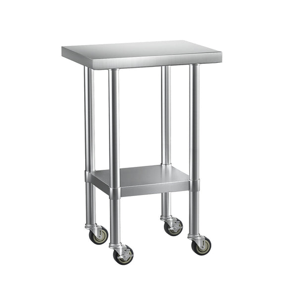 Cefito Stainless Steel Kitchen Benches Work Wheels 61X46cm 430 Work Benches