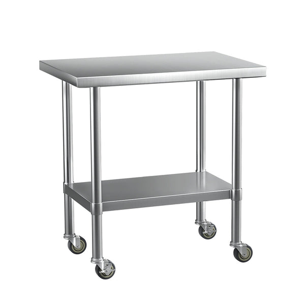 Cefito Stainless Steel Kitchen Benches Work Wheels 91X61cm 430 Work Benches