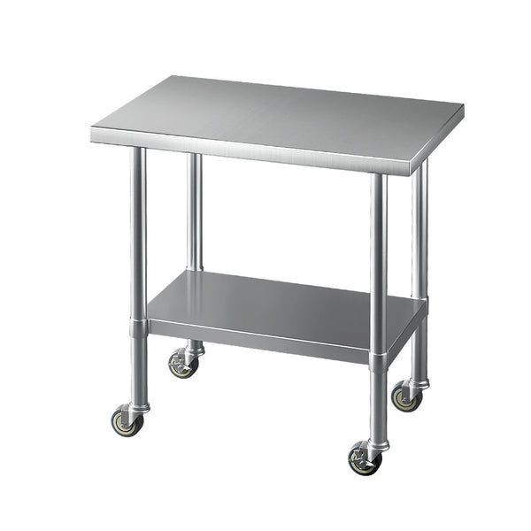 Cefito Stainless Steel Kitchen Benches Work Wheels 91X61cm 430 Work Benches