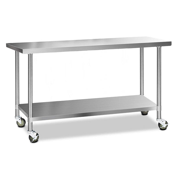 Cefito 1829X610mm Stainless Steel Kitchen Bench With Wheels 430 Work Benches