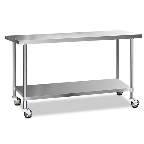 Cefito 1829X610mm Stainless Steel Kitchen Bench With Wheels 430 Work Benches