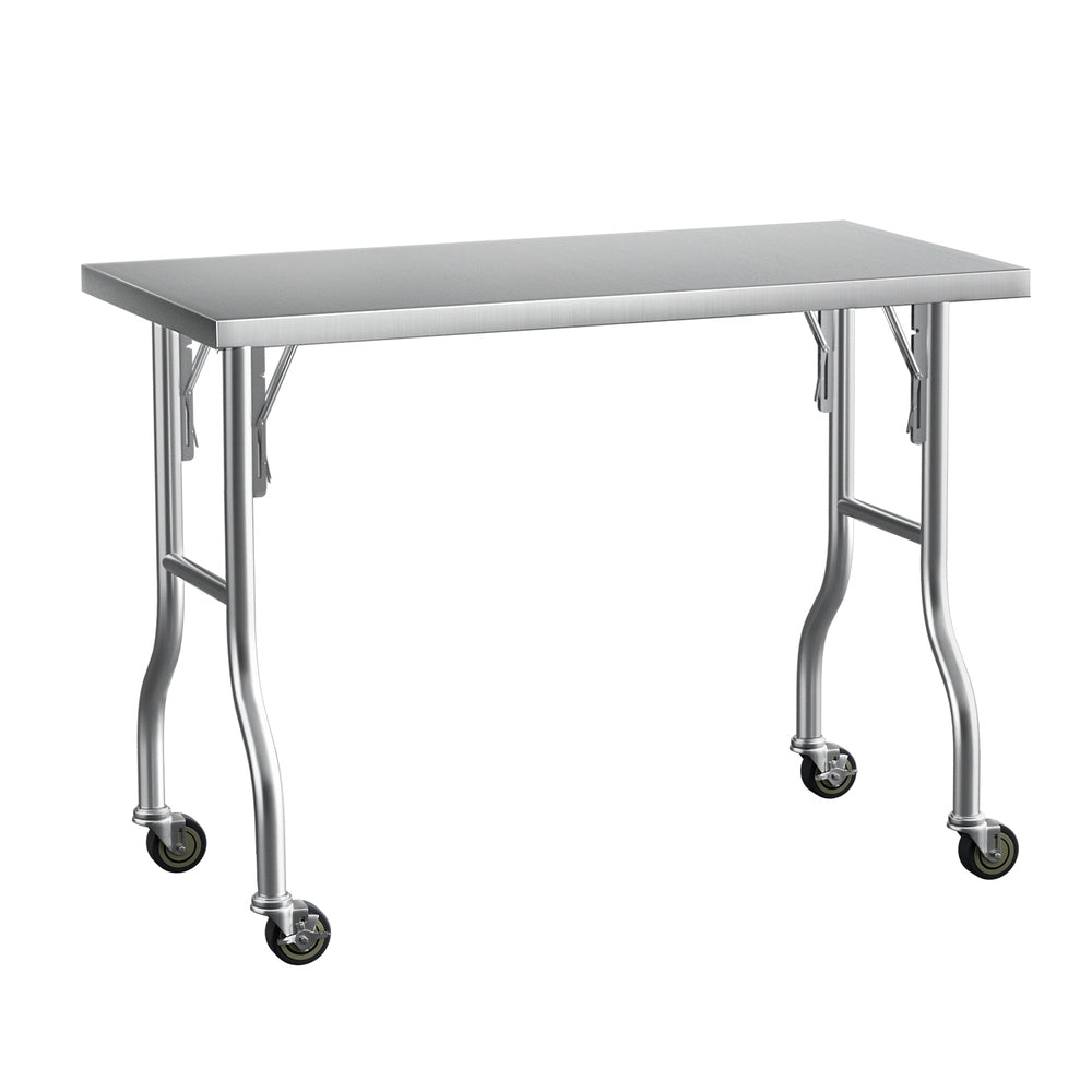 Kitchen Carts Cefito Stainless Steel Kitchen Benches Work Wheels 122X61cm 430