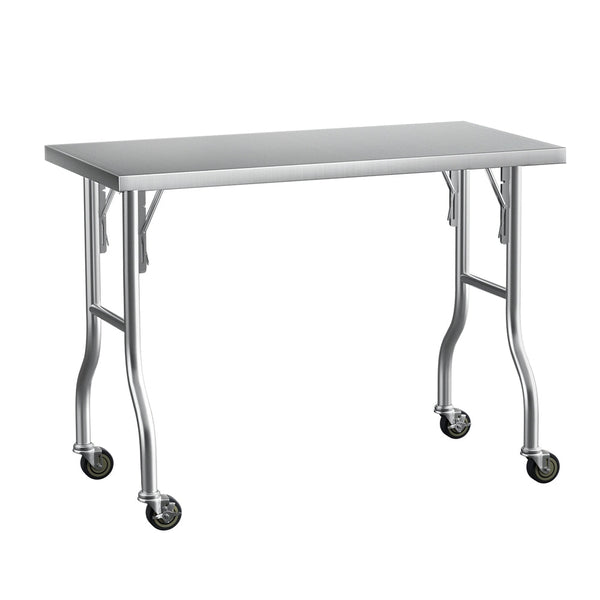 Kitchen Carts Cefito Stainless Steel Kitchen Benches Work Wheels 122X61cm 430