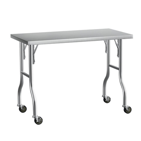 Kitchen Carts Cefito Stainless Steel Kitchen Benches Work Wheels 122X61cm 430