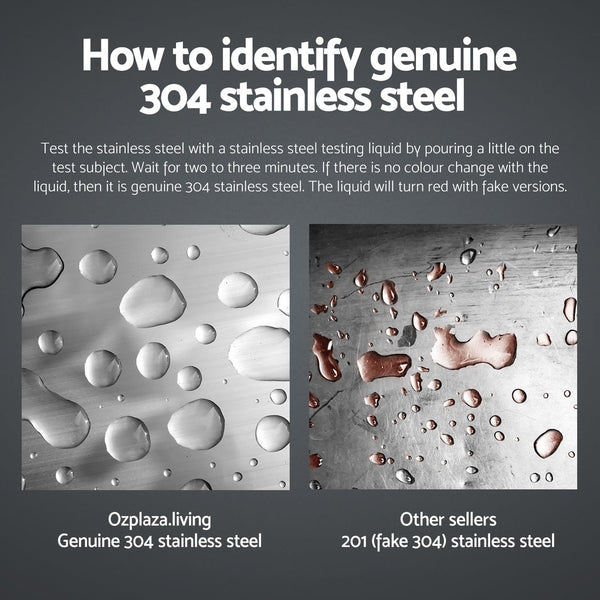 Cefito Stainless Steel Sink Bench Kitchen Work Benches Bowl Wheels 304 Kitchen Sinks