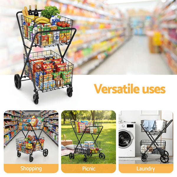 Emajin Foldable Shopping Trolley Cart Shopping Trolleys Baskets