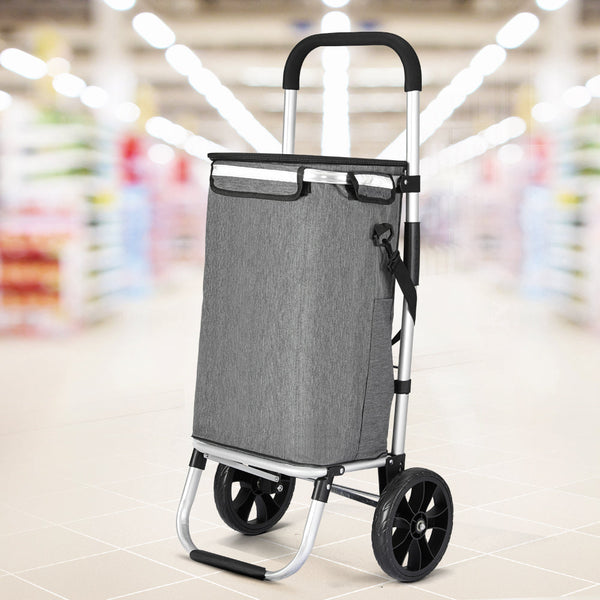 Emajin Shopping Trolley Cart 45Kg Foldable Grey Shopping Trolleys Baskets