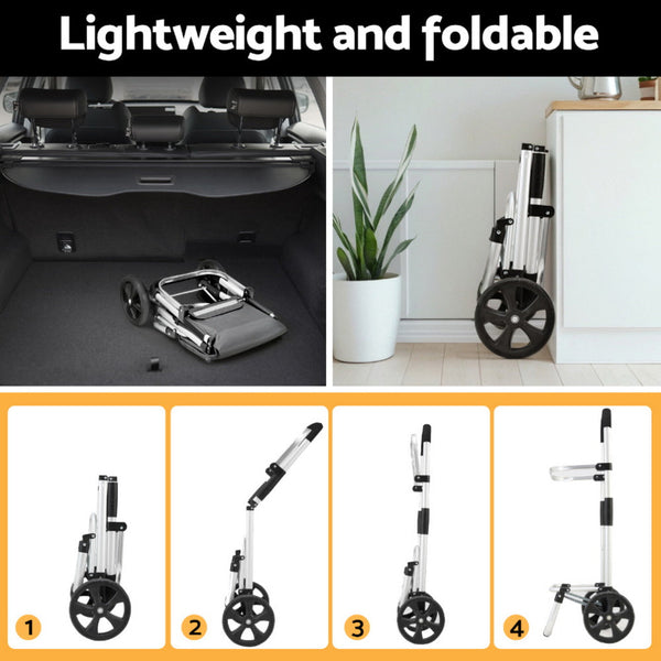 Emajin Shopping Trolley Cart 45Kg Foldable Grey Shopping Trolleys Baskets