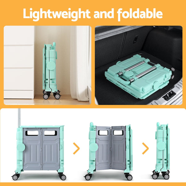 Emajin Shopping Trolley Cart 75L Foldable Green Shopping Trolleys Baskets