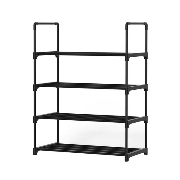 Artiss Shoe Rack Cabinet Stackable 4 Tier 12 Pairs Black Shoe Racks