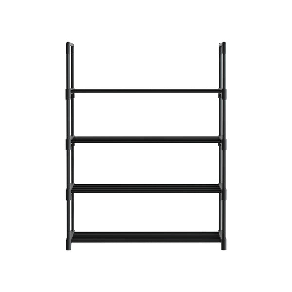 Artiss Shoe Rack Cabinet Stackable 4 Tier 12 Pairs Black Shoe Racks