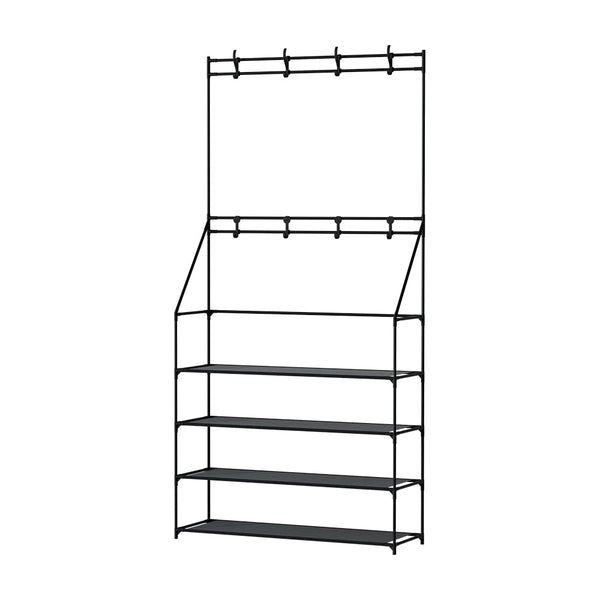 Artiss Shoe Rack Hall Tree 16 Pairs Black Shoe Racks