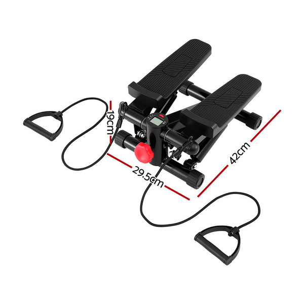 Everfit Mini Stepper With Resistance Rope Aerobic For Exercise Compact Home Workout Black Resistance Trainers