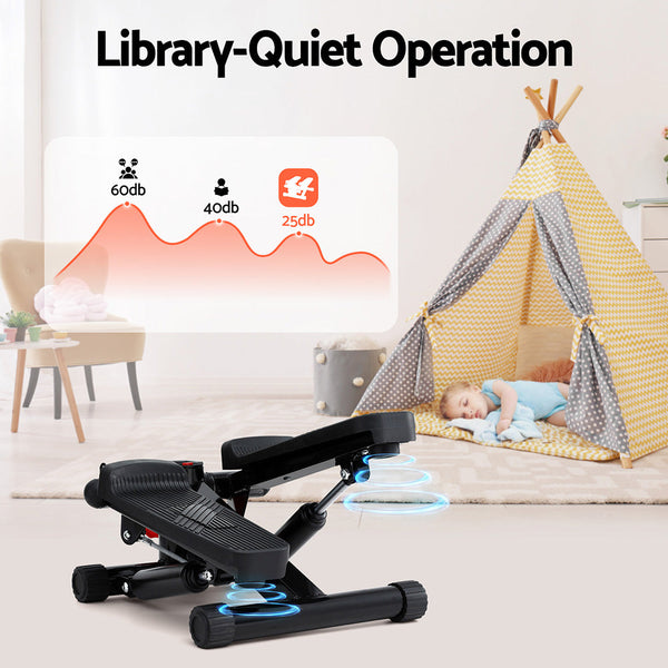 Everfit Mini Stepper With Resistance Rope Aerobic For Exercise Compact Home Workout Black Resistance Trainers