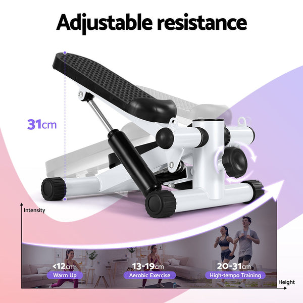 Everfit Mini Stepper With Resistance Rope Aerobic For Exercise Compact Home Workout White Resistance Trainers