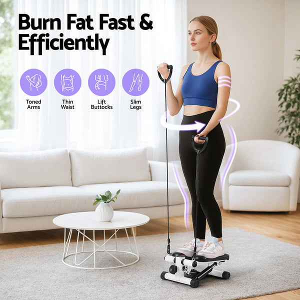 Everfit Mini Stepper With Resistance Rope Aerobic For Exercise Compact Home Workout White Resistance Trainers