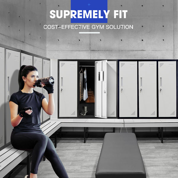 Fortia 6 Door Metal Storage Cabinet Lockers Gym Office Black And Grey Filing Cabinets