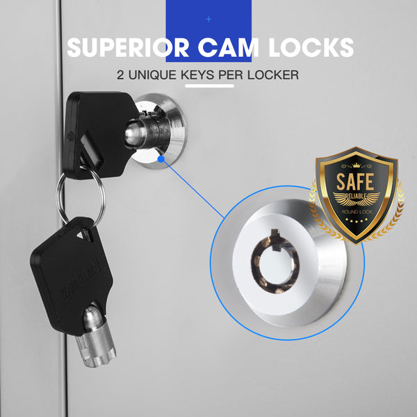 Fortia 6 Door Metal Storage Cabinet Lockers Gym Office Black And Grey Filing Cabinets