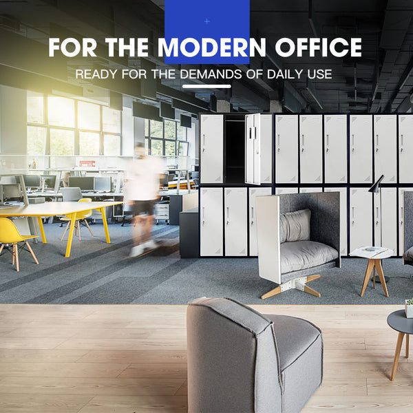 Fortia 6 Door Metal Storage Cabinet Lockers Gym Office Black And Grey Filing Cabinets