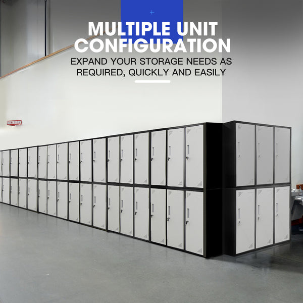 Fortia 6 Door Metal Storage Cabinet Lockers Gym Office Black And Grey Filing Cabinets