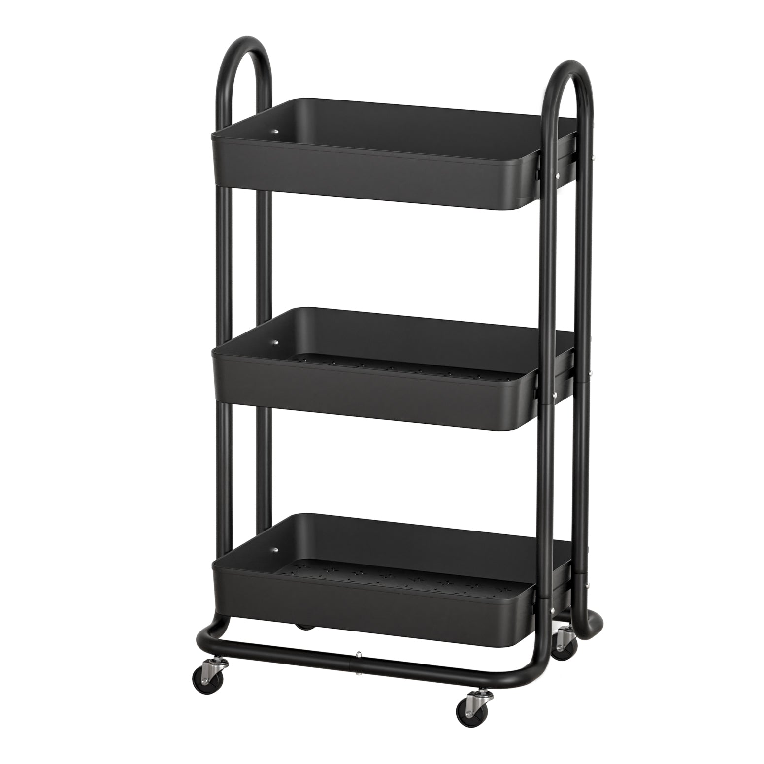 Artiss Storage Trolley Kitchen Cart 3 Tiers Rack Shelf Organiser Wheels Black Kitchen Carts