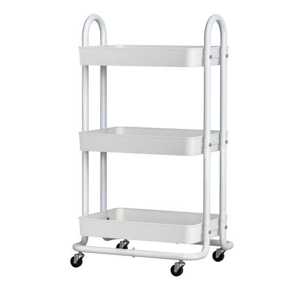 Artiss Storage Trolley Kitchen Cart 3 Tiers Rack Shelf Organiser Wheels White Kitchen Carts