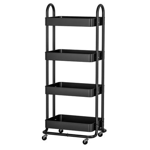 Artiss Storage Trolley Kitchen Cart 4 Tiers Black Kitchen Carts