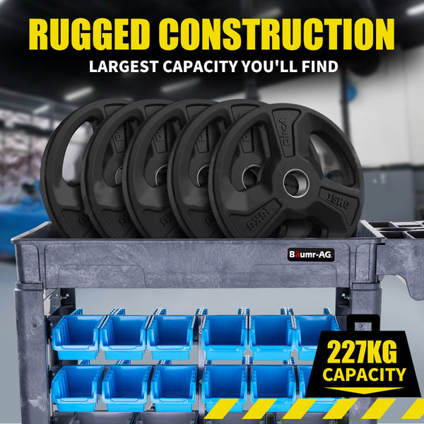 Baumr Ag Parts Bin Trolley Service Utility Cart Storage Mobile Tool Workshop Tool Storage Organisers