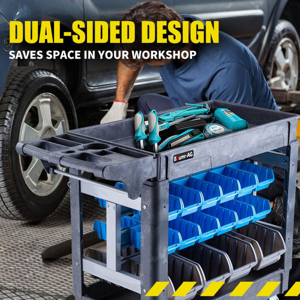 Baumr Ag Parts Bin Trolley Service Utility Cart Storage Mobile Tool Workshop Tool Storage Organisers