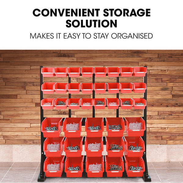 Baumr Ag 39 Parts Bin Rack Storage System Floor Mount Red Tool Shelving & Racking Systems