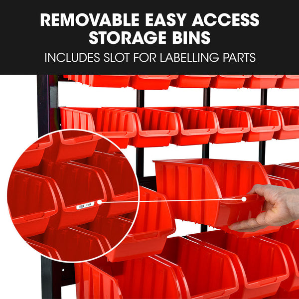 Baumr Ag 39 Parts Bin Rack Storage System Floor Mount Red Tool Shelving & Racking Systems