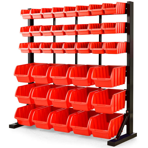 Baumr Ag 39 Parts Bin Rack Storage System Floor Mount Red Tool Shelving & Racking Systems