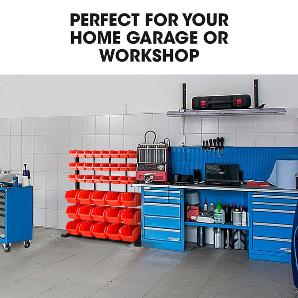 Baumr Ag 39 Parts Bin Rack Storage System Floor Mount Red Tool Shelving & Racking Systems