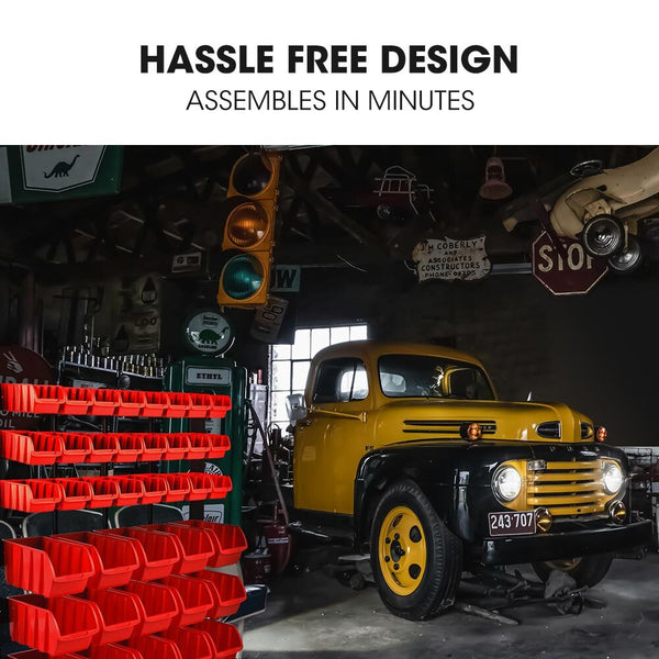 Baumr Ag 39 Parts Bin Rack Storage System Floor Mount Red Tool Shelving & Racking Systems