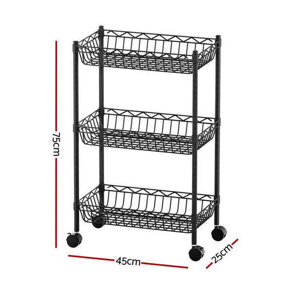 Artiss 3 Tier Shelving Unit Adjustable Garage Storage Kitchen Rack With Wheels Kitchen Carts