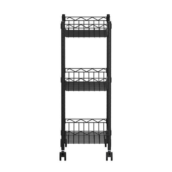 Artiss 3 Tier Shelving Unit Adjustable Garage Storage Kitchen Rack With Wheels Kitchen Carts
