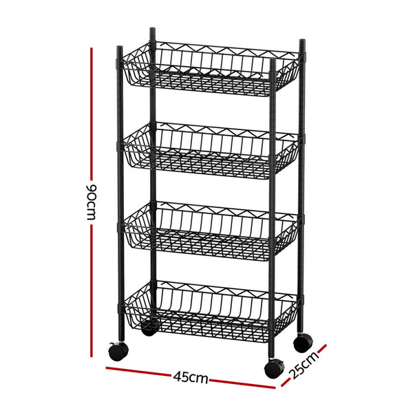 Artiss 4 Tier Shelving Unit Adjustable Garage Storage Kitchen Rack With Wheels Kitchen Carts