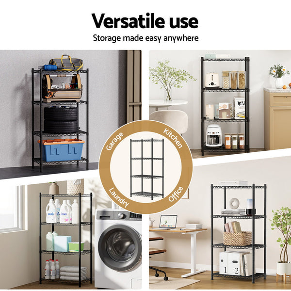 Artiss 4 Tier Shelving Unit Adjustable Garage Storage Shelves Kitchen Rack Steel Kitchen Carts