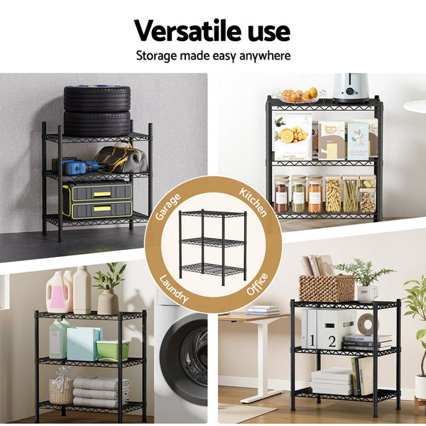 Artiss 3 Tier Shelving Unit Adjustable Garage Storage Shelves Kitchen Rack Steel Kitchen Carts